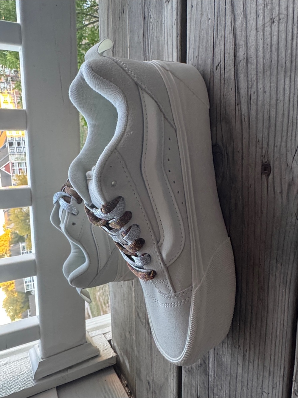 Vans Knu Skool Stackform Platform Sneakers Cream White Women’s 8
